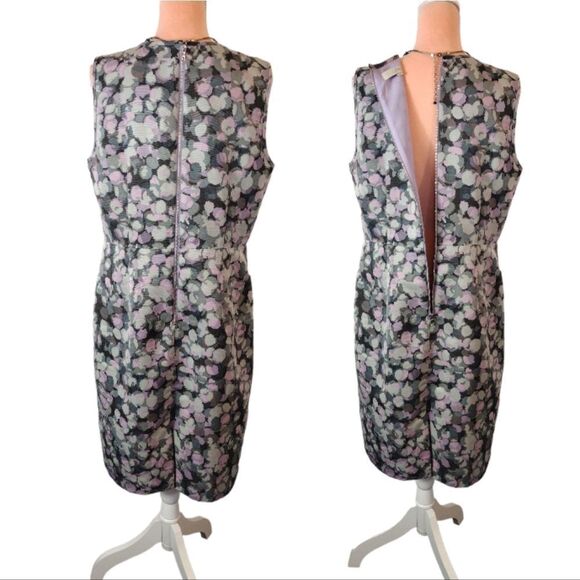 Y2K LOFT Ann Taylor Grey Lilac Spotted Sheath Mini Dress Plussize 14 - Picture 8 of 14